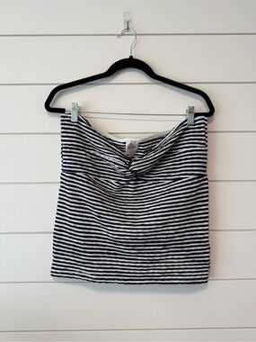 Maeve Navy and White Twist-Front Tube Top Size XL Nautical Americana